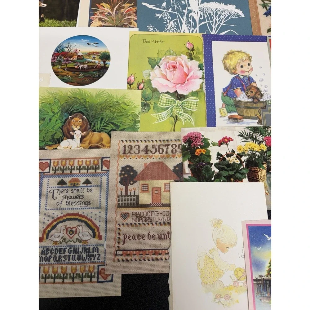 Vintage Thinking of You Cards Fronts ONLY Scrapbooking Crafts Lot of 50+